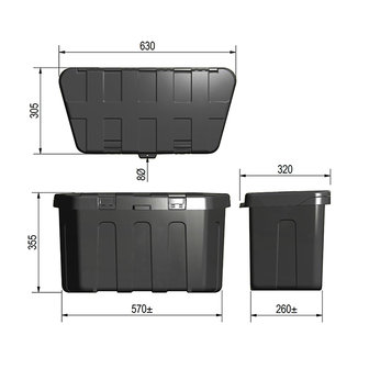 Bo&icirc;te de rangement &agrave; timon en plastique 320 x 630 x H355mm