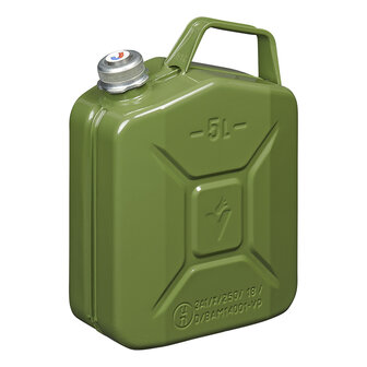 Jerrycan 5L m&eacute;tal vert avec bouchon magn&eacute;tique &agrave; vis homologu&eacute; UN &amp; T&uuml;V/GS