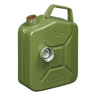 Jerrycan 5L m&eacute;tal vert avec bouchon magn&eacute;tique &agrave; vis homologu&eacute; UN &amp; T&uuml;V/GS