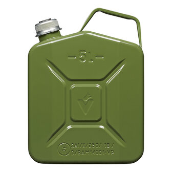 Jerrycan 5L m&eacute;tal vert avec bouchon magn&eacute;tique &agrave; vis homologu&eacute; UN &amp; T&uuml;V/GS