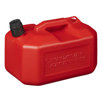 Jerrycan 10L kunststof rood UN-gekeurd (laag model)