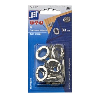 Fermoir tourniquet, 33mm, 4 pi&egrave;ces sous blister