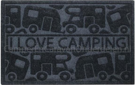 Campking Deurmat I Love Camping Zwart