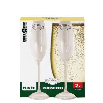 Prosecco glas 25cl 2 stuks - Brunner Cuve