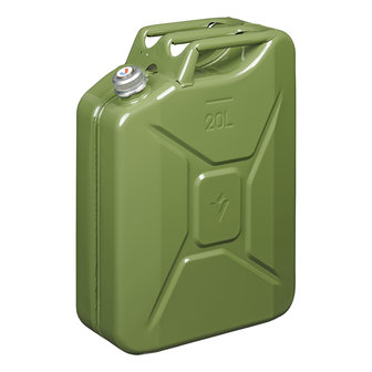 Jerrycan 20L m&eacute;tal vert avec bouchon magn&eacute;tique &agrave; vis homologu&eacute; UN &amp; T&uuml;V/GS