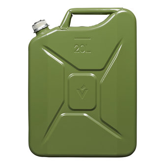 Jerrycan 20L m&eacute;tal vert avec bouchon magn&eacute;tique &agrave; vis homologu&eacute; UN &amp; T&uuml;V/GS