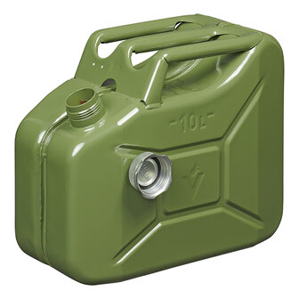 Jerrycan 10L m&eacute;tal vert avec bouchon magn&eacute;tique &agrave; vis homologu&eacute; UN &amp; T&uuml;V/GS