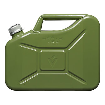 Jerrycan 10L m&eacute;tal vert avec bouchon magn&eacute;tique &agrave; vis homologu&eacute; UN &amp; T&uuml;V/GS