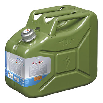 Jerrycan 10L m&eacute;tal vert avec bouchon magn&eacute;tique &agrave; vis homologu&eacute; UN &amp; T&uuml;V/GS