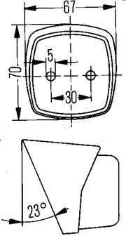 Largeur du carr&eacute; l&eacute;ger SAW Hella 65x75mm.