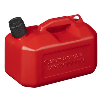 Jerrycan 5L kunststof rood UN-gekeurd (laag model)