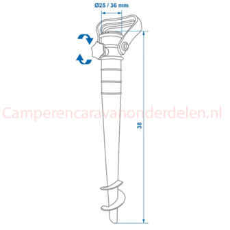 Parasolharing kunststof 38cm &Oslash;25/36mm