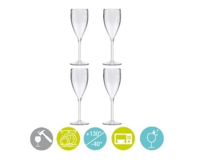 Verres &agrave; champagne en plastique (set a 4)