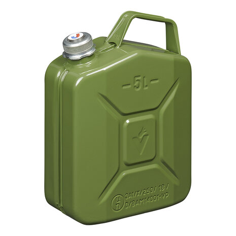 Jerrycan 5L métal vert avec bouchon magnétique à vis homologué UN & TüV/GS