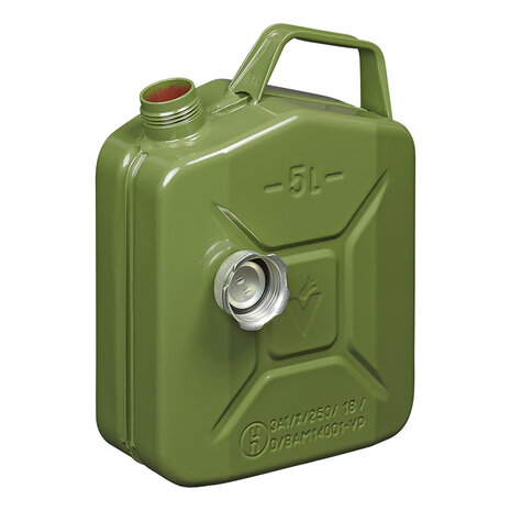 Jerrycan 5L métal vert avec bouchon magnétique à vis homologué UN & TüV/GS