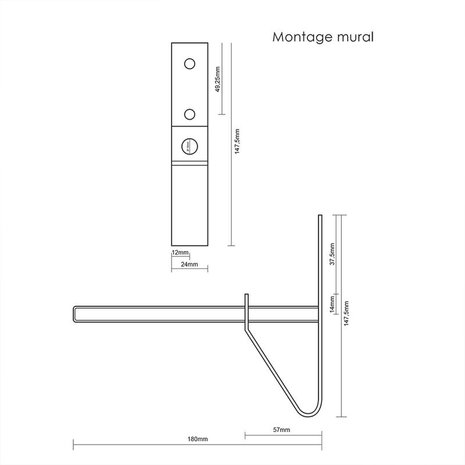 Jeu de supports de pneus 2 pièces, montage mural