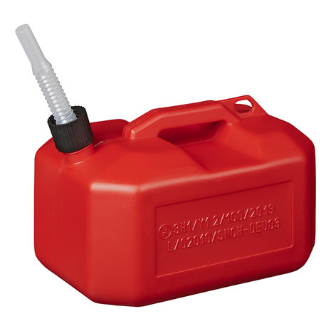 Jerrycan 10L kunststof rood UN-gekeurd (laag model)