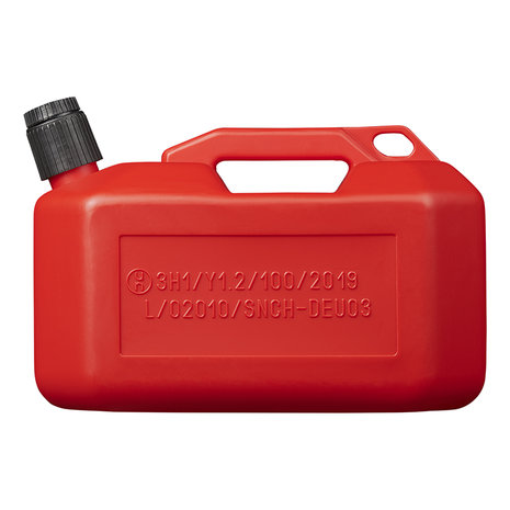 Jerrycan 10L kunststof rood UN-gekeurd (laag model)