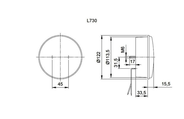 Feu arrière clignotant frein LED rond S730
