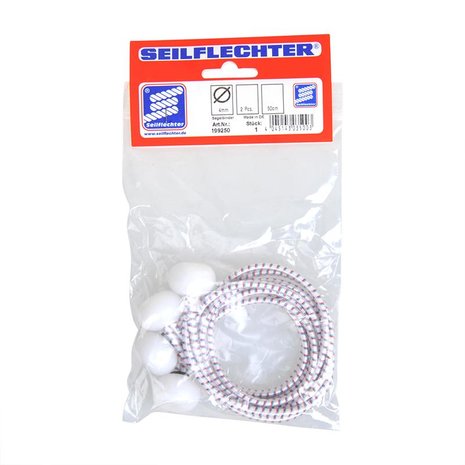 Zeilbinder met kunststof ballen, 2 stuks in zak, 50cm, wit