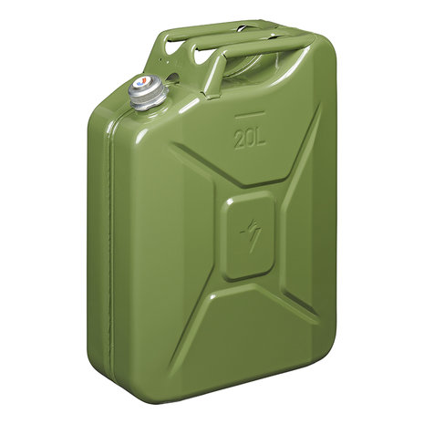 Jerrycan 20L métal vert avec bouchon magnétique à vis homologué UN & TüV/GS