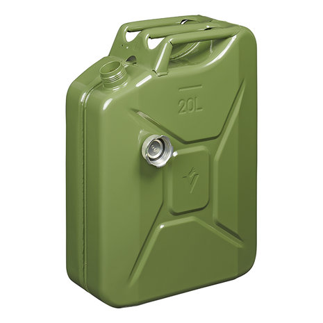 Jerrycan 20L métal vert avec bouchon magnétique à vis homologué UN & TüV/GS