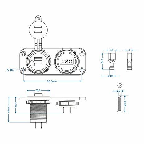 Voltmeter + USB poort