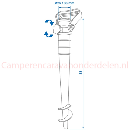 Parasolharing kunststof 38cm Ø25/36mm